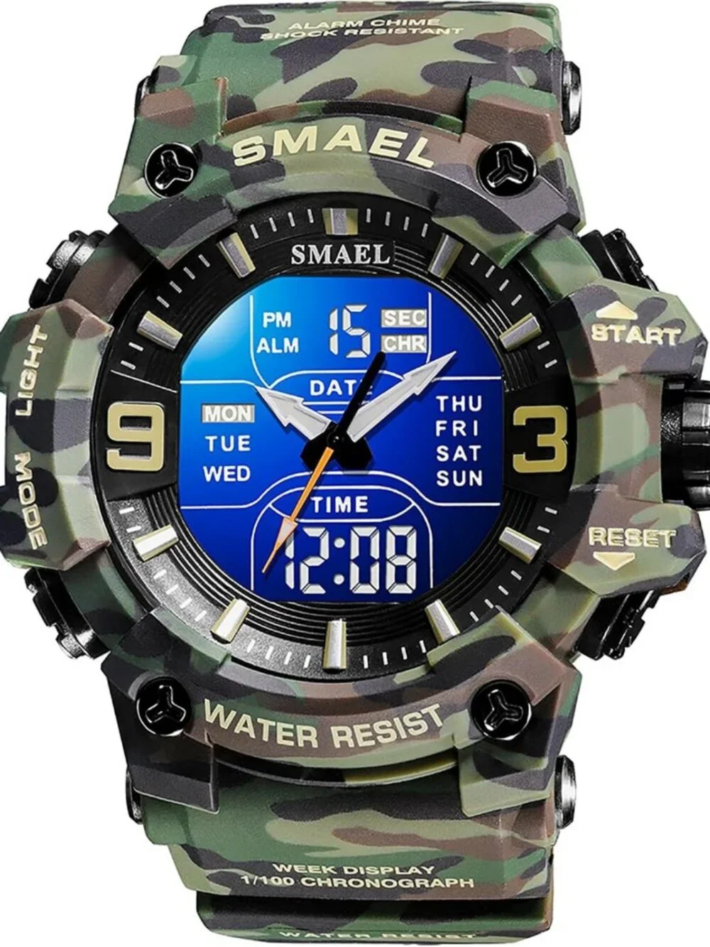 Men's Tactical Analog Digital Sport Watch - 50M Waterproof Outdoor LED Timepiece